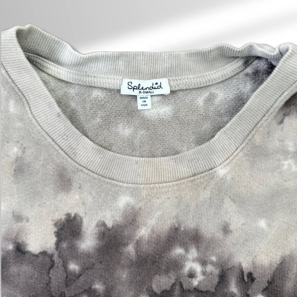 Splendid Tie-dye Cropped Sweatshirt Gray/Taupe Cloud Wash | Size XS - Picture 6 of 6